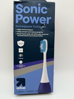 up&up Sonic Power Rechargeable Toothbrush — Blue/White OPEN BOX MISSING CHARGER